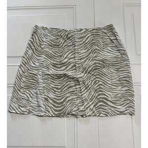 Motel Urban Outfitters White Brown Zebra Print Mini Skirt Size Large L